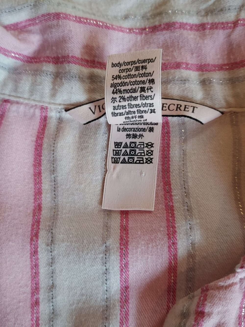 Victoria Secret Pink & White Striped Pajama Set Size Med - Picture 5 of 10
